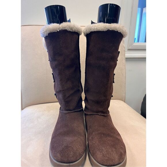 Skechers Chocolate Brown Faux Shearling Button Boots sz 9 - Picture 5 of 8